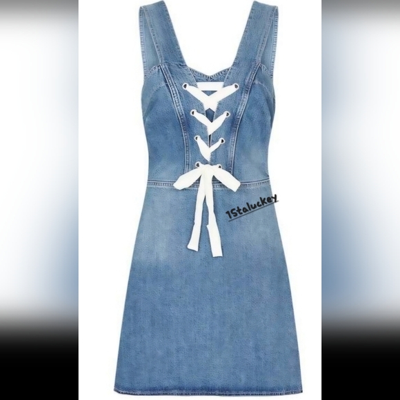 PAIGE Dresses & Skirts - PAIGE Tula Front Lace-up Denim Dress sz Large